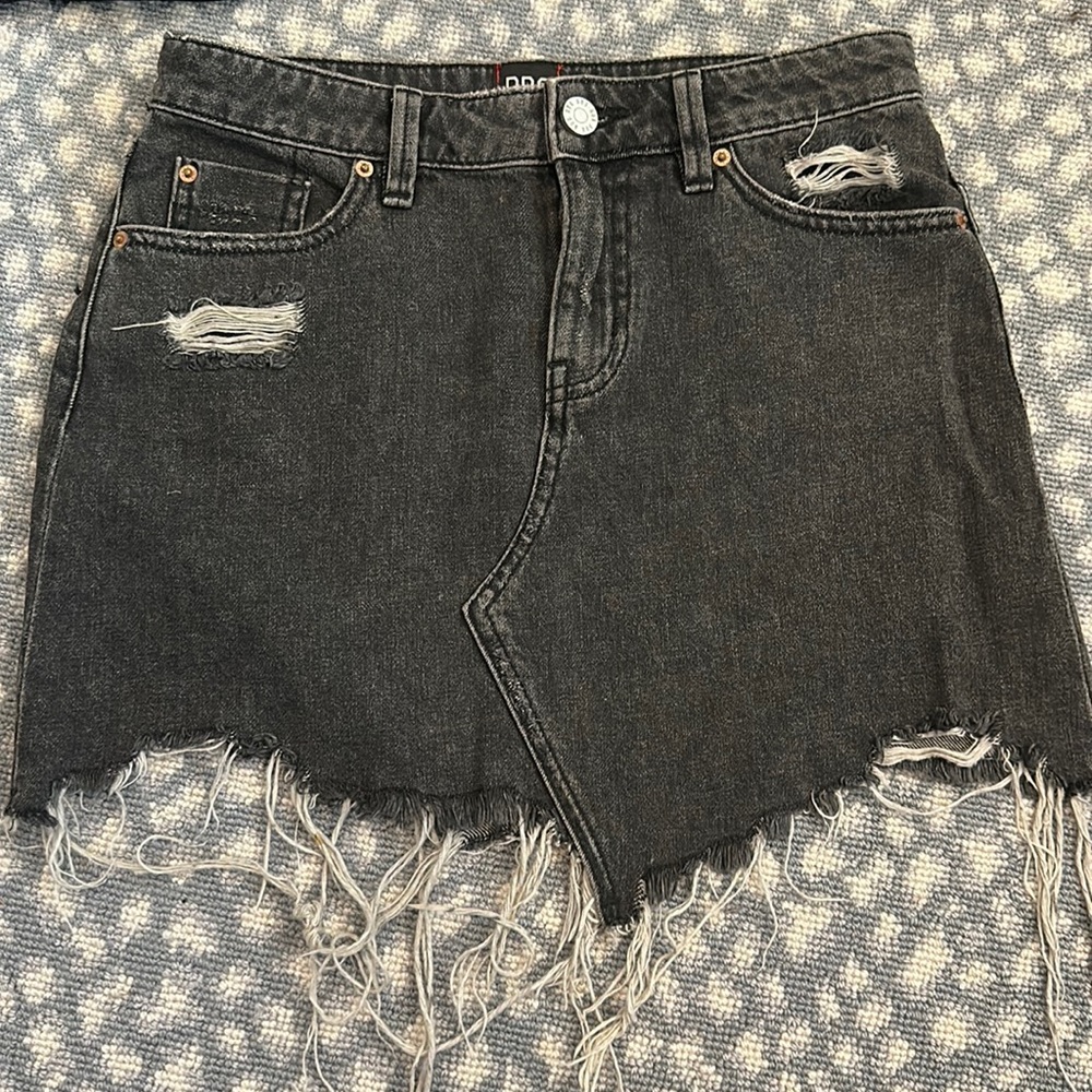 Black Jean Mini Skirt